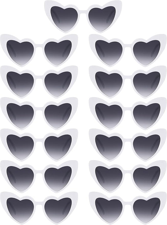 Flutesan 15 Pairs Heart Shaped Sunglasses Vintage Cat Eye Sunglasses for Bachelorette Party Supplies
