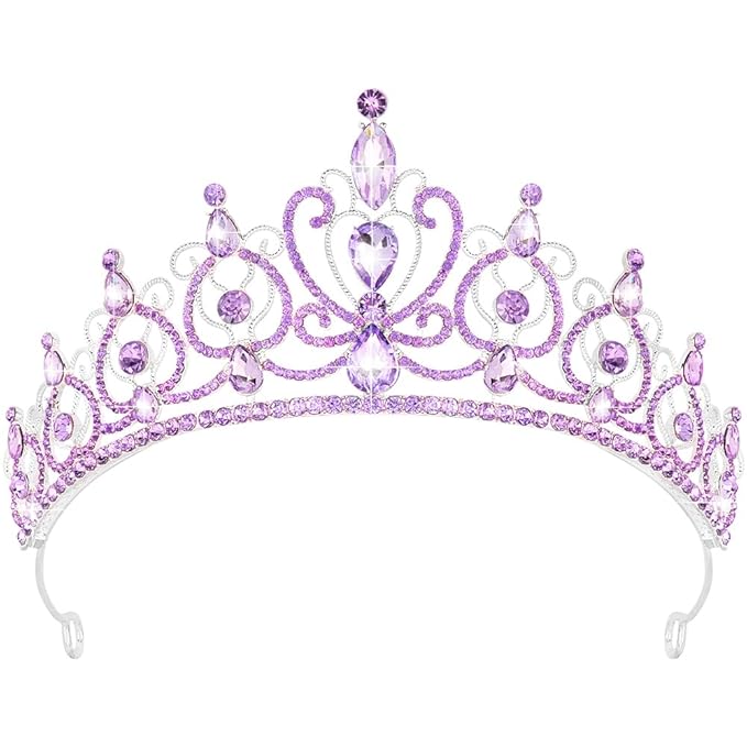 TODDER Purple Tiara for Women Girls Rhinestone Princess Queen Crowns Crystal Headband for Girls Wedding Hair Accessories for Bridal Birthday Party Prom Halloween Cosplay Holidays