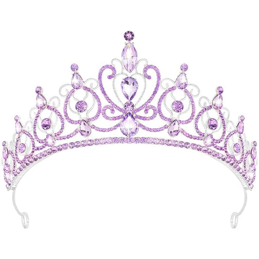 TODDER Purple Tiara for Women Girls Rhinestone Princess Queen Crowns Crystal Headband for Girls Wedding Hair Accessories for Bridal Birthday Party Prom Halloween Cosplay Holidays