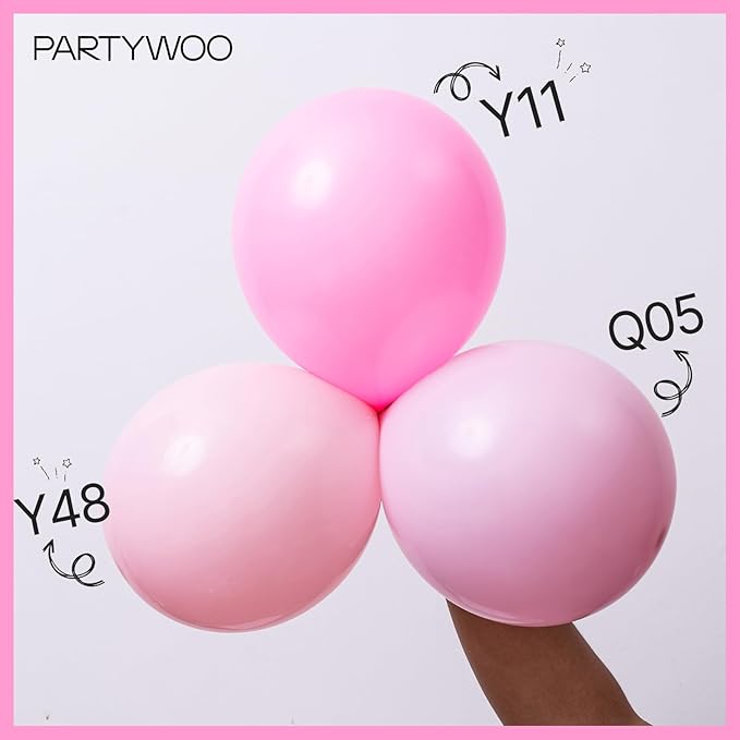 PartyWoo Pink Balloons 100pcs Different Sizes of 36 18 12 10 5 Inch Matte Pink Balloon Arch Kit for Baby Shower Gender Reveal Princess Bachelorette Engagement Birthday Party Decorations Pink-Y11