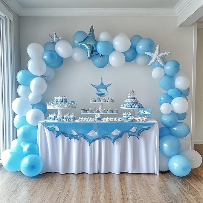 Light Blue Balloons 125 Pcs Different Sizes of 18 12 10 5 Inch Light Baby Pastel Sky Blue Balloon Arch Kit Garland for Birthday Baby Shower Gender Reveal Graduation Wedding Decoration
