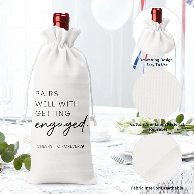 Engagement Gifts for Couples Her Engagement Party Decorations Gift for Couple Wine Bag Scented Candles Set Pairs Well with Getting Engaged Gifts To Forever White Wine Bottle Bag