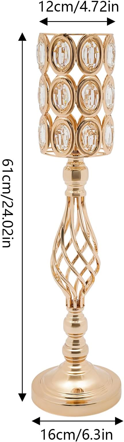 Wedding Centerpieces Gold Vases,10PCS Metal Flower Candle Holder,Wedding Vase for Tables,Crystal Flower Vase Metal Flowers Stand for Party Tables Decorations