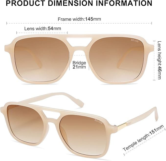 SOJOS Retro Aviator Sunglasses for Women Men,Trendy Rectangle Womens Mens Shades Sun Glasses SJ2202