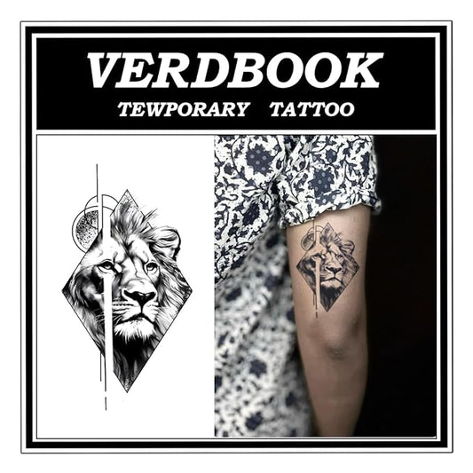 Waterproof Temporary Tattoos: 2-Sheet Tattoo Kit with Realistic Body Stickers, Semi-Permanent Tattoos for Adults Lasting 7-15 Days – Safe for Men & Women, Royal Emblem