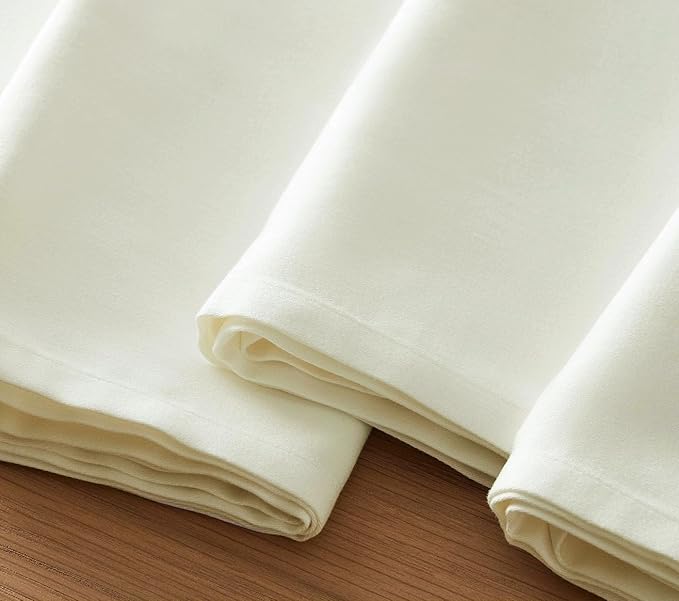 TARAN LIVING Pure Cotton Table Cloth Napkin Solid Dinner Napkin Sets Washable Dish Cloth Napkins Gifts for Her/Him Reusable Napkins Dining Décor - Set of 12, 18x18 inch - Off White