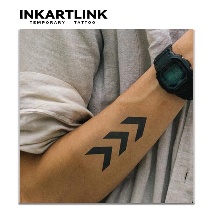 INKARTLINK Tattoo Tech, 3 Sheets Small Semi Permanent Tattoo, Adult Art Design Temporary Tattoos, Lasts 1-2 Weeks, Waterproof, Realistic Look, No Adhesive, No Reflection (Lines Leap Design)