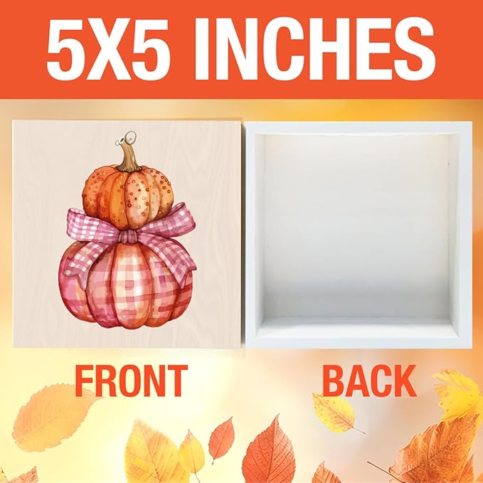 Cute Fall Decor Pink Pumpkin Fall Decorations for Home Office Pink Bow Autumn Pumpkin Decor Preppy Autumn Decorations for Desk Table 5 x 5 inches