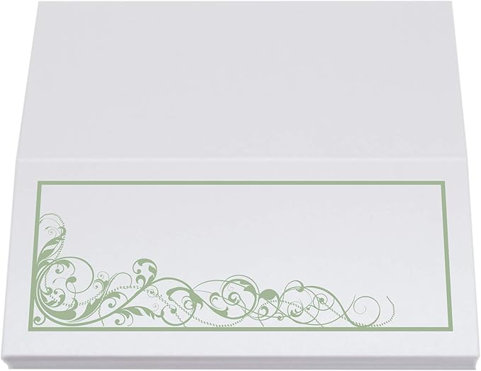 Scribble Vintage Swirl Place Cards, Sage (Choose Color), Set of 60, Pre-cut and Scored - Wedding, Party, Dinner, and Special Events - Made in the USA
