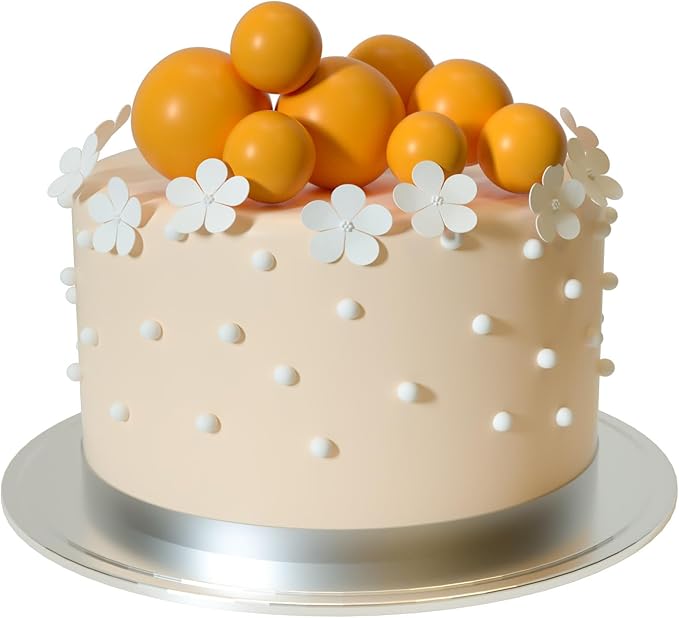 ASTARON 20 Pcs Ball Cake Topper Decorations Mini Balloons Cake Topper Sticks Orange Balls Cake Picks Cake Topper Balls Cake Decorations for Halloween Birthday Cake Decorations