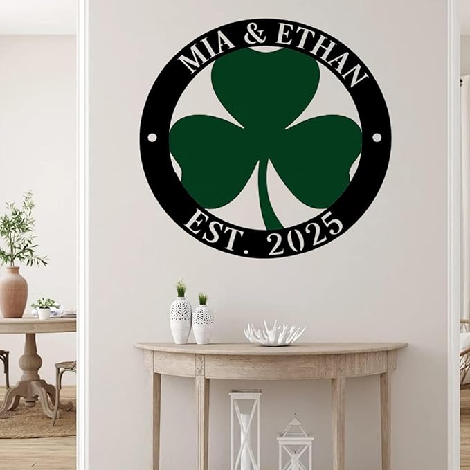 Personalized St. Patrick's Day Shamrock Metal Sign – Custom Lucky Irish Door Wreath, LED Wall Art, Festive Decoration for Home, Front Door, and Holiday Celebrations Gifts for Family Lover Dad Grandpa