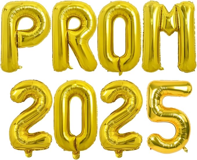 TONIFUL 16 Inch Gold Prom 2025 Letter Foil Balloons - 1pc, Perfect for Prom Night, Graduation, Wedding & Retirement Parties