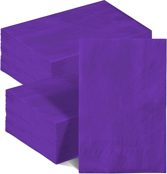 qiqee Purple Paper Napkins 13 * 16inch Guest Paper Disposable Towels Napkin Paper Hand Towels for Wedding, Dinner, Birthday Party, Dessert Cocktail ＆ Kitchen Napkins（ 120 Count）