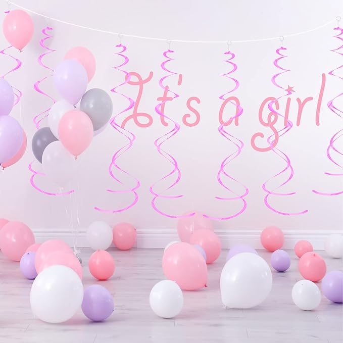 Hanging Swirls Party Decorations Hot Pink Ceiling Swirl Foil Decoration Parties & Event, Pack of 30