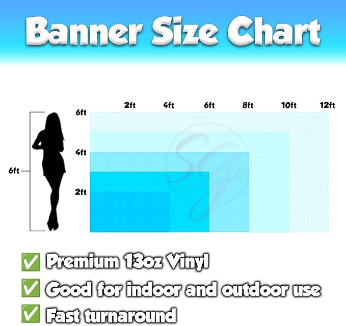 Custom Design - Any Size Vinyl Banner - Full Color - Made in USA - Business, Storefront, Birthday Party, Graduation, Outdoor Events, Garage, Shop, Baby Shower, Backdrop - Fast Turnaround (2' x 6')