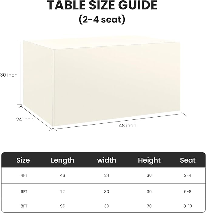 Ascoza 2 Pack Fitted Tablecloth for 4 Foot Rectangle Tables 48 x 24 Inch Ivory Table Covers Water Resistant Polyester Table Cloth for Wedding, Parties,Display, Trade Show (Ivory)
