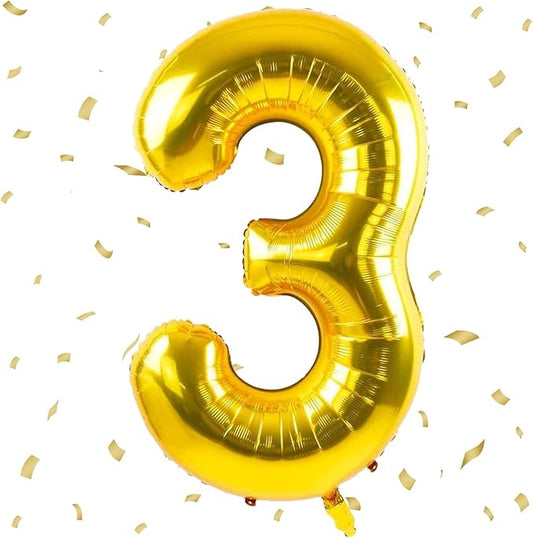 40 inch Gold Number Balloon Giant Foil Helium Balloons Gold Number 3 Balloon for 3rd Birthday Party Anniversary Decorations Supplies