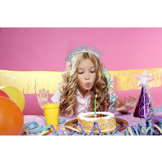 AOPRIE Birthday Girl Crown for Women with Sash Blue Happy Birthday Tiara for Women Headband Princess Crown Rhinestone Accessories