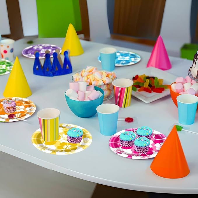 60Pcs Hibiscus Party Plate Tropical Hawaiian Theme Tableware Summer Luau Beach Party Decorations Dessert Plate