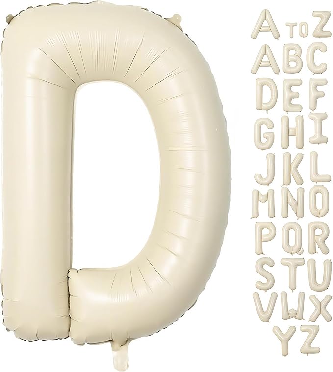 Cream Letter D Balloons,40 Inch Balloons Letter D Mylar Helium Large D Balloon for Birthday Party Anniversary Decorations