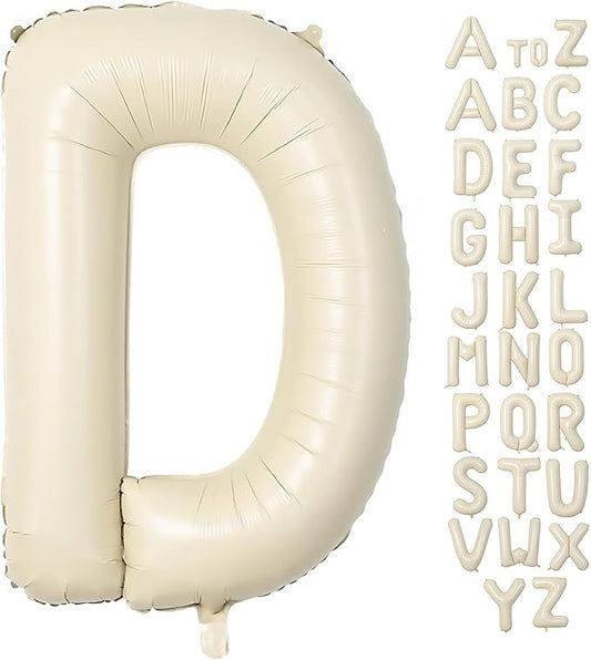 Cream Letter D Balloons,40 Inch Balloons Letter D Mylar Helium Large D Balloon for Birthday Party Anniversary Decorations