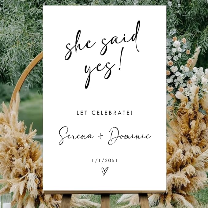 Personalized Engagement Welcome Sign – Minimalist Engagement Party Yard Sign – We’re Engaged Signs – Engagement Party Decorations for Couple - She Said Yes! (Version 4)