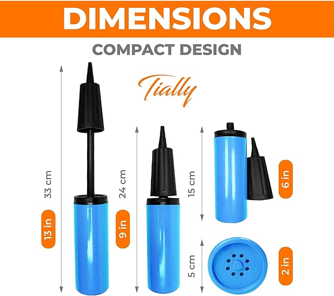 Hand Air Pump for Balloons - 9" Portable Manual Balloon Pump, Mini Hand Pump for Inflatables, Pool Floats, Party Garlands, Exercise and Yoga Balls