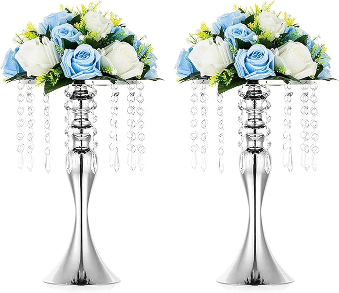 10Pcs Artificial Flower Ball Arrangement, Fake Floral Centerpieces Wedding Roses Bouquet for Parties Valentine's Day Wedding Centerpieces and Home Decor (Blue & White)