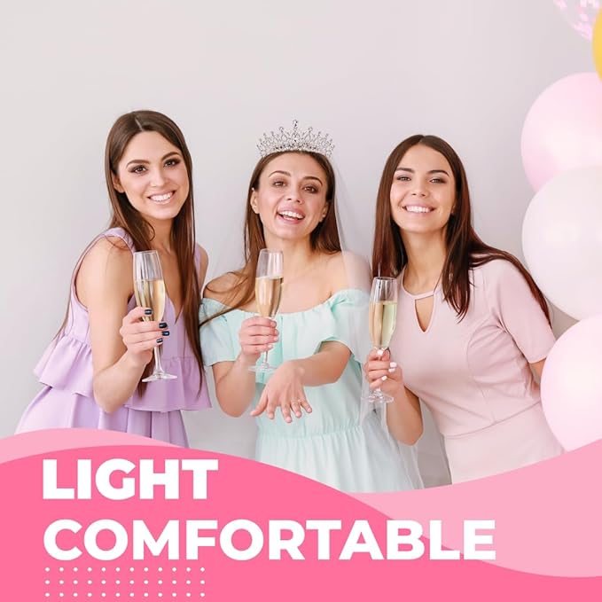 Birthday Tiara and Crown with Sash for Women, Hair Accessories for Wedding Party Costume (B - Silver)