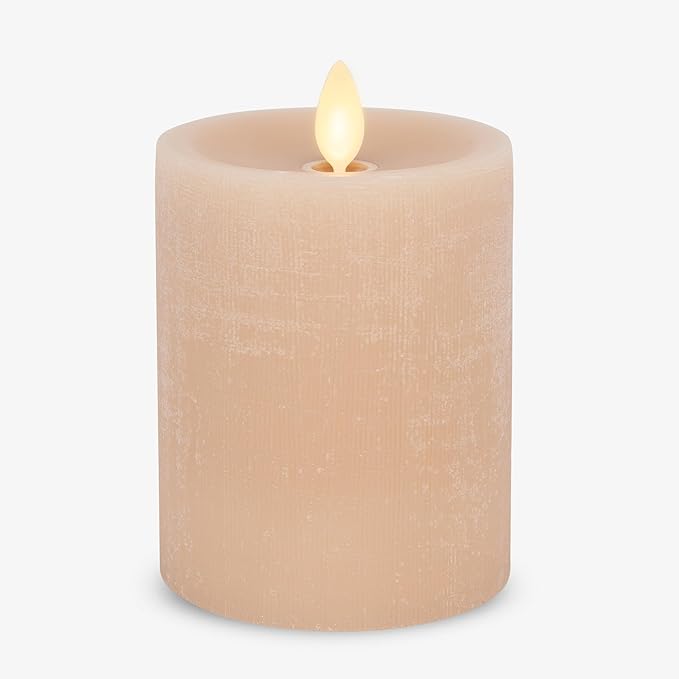 Luminara - Flameless LED Battery Operated Flickering Pillar Candles - Irish Cream - Pack of 1-3x4.5 - Realistic Moving Flame Real Wax Indoor/Outdoor