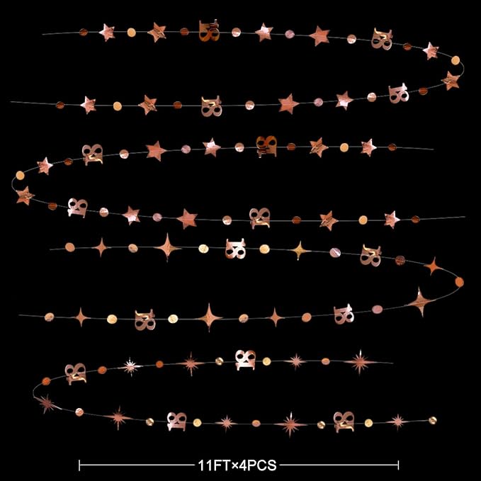 Rose Gold 18th Birthday Decorations Number 18 Circle Dot Twinkle Star Garland Kit Metallic Hanging Streamer Bunting Banner Backdrop for Girls Happy 18 Year Old Eighteen Anniversary Party Supplies