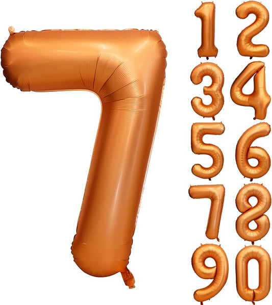 40 inch Orange Number Balloon Giant Foil Helium Balloons for 7th Birthday Party Decorations