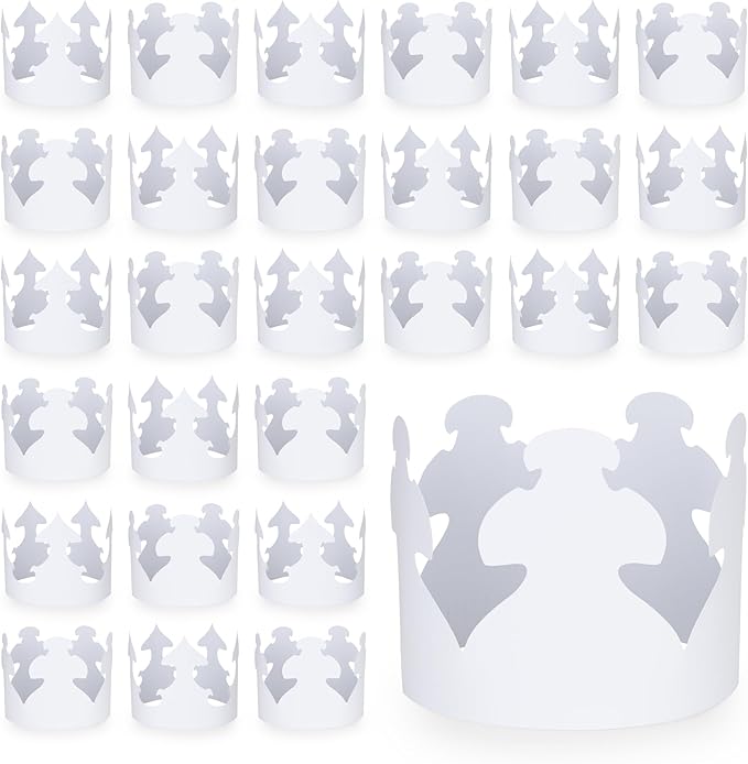 Hygloss White Paper Crowns 144 Pack - Paper Crowns for Kids to Decorate - Craft Activity - Blank Crown for Adults - Perfect for Parties, Celebrations - DIY Crown Crafts