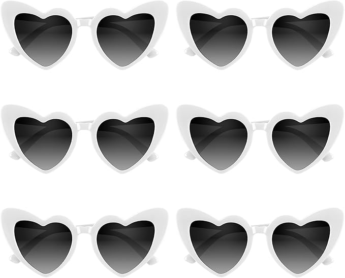4/6/8/10/12 Pack Bachelorette Sunglasses Heart Sunglasses Vintage Heart Shaped Glasses for Women Bridal Party Wedding