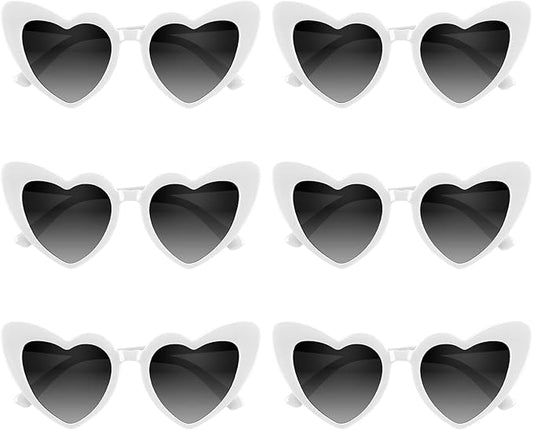4/6/8/10/12 Pack Bachelorette Sunglasses Heart Sunglasses Vintage Heart Shaped Glasses for Women Bridal Party Wedding