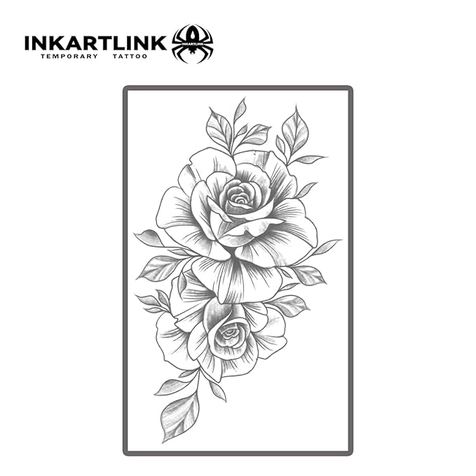 INKARTLINK Tattoo Tech, 2 Sheets Extra Large Semi Permanent Tattoo, Adult Art Design Temporary Tattoos, Lasts 1-2 Weeks, Waterproof, Realistic Look, No Adhesive, No Reflection (Flower)203