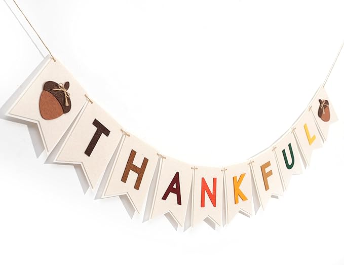 Thankful Felt Banner - Autumn Holiday Party Decorations, Fall Wall Fireplace Hanging Banner, Photo Props, Home Decorations