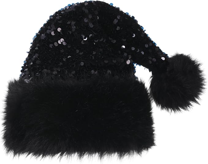 Personalized Sequin Santa Hat for Adults, Red Glitter Christmas Party Hat, Xmas Halloween New Year Holiday Headwear