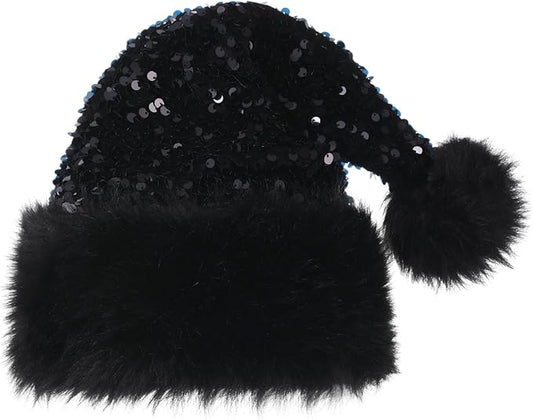 Personalized Sequin Santa Hat for Adults, Red Glitter Christmas Party Hat, Xmas Halloween New Year Holiday Headwear