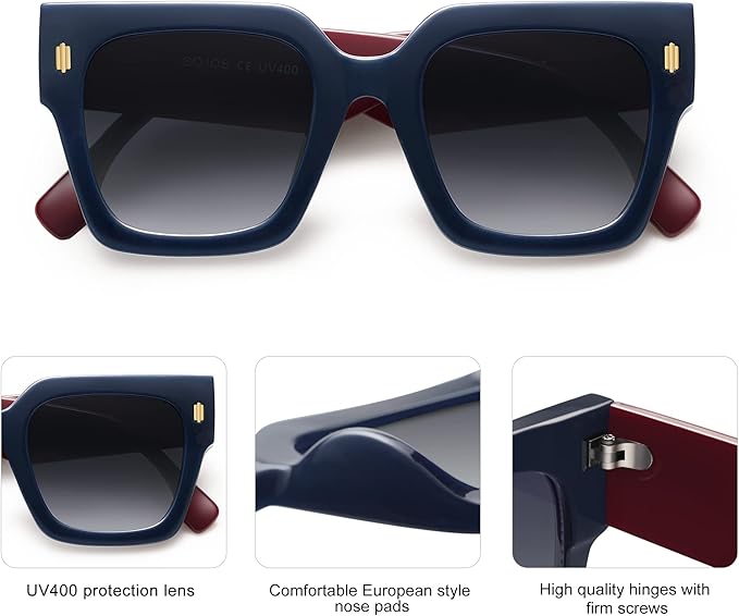 SOJOS Vintage Oversized Square Sunglasses for Women,Retro Womens Luxury Big Large Sun Glasses UV400 SJ2194