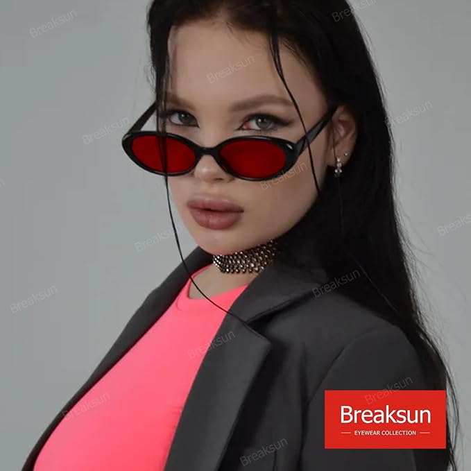 Retro Oval Sunglasses for Women Men Fashion Small Oval Sunglasses 90s Vintage Shades