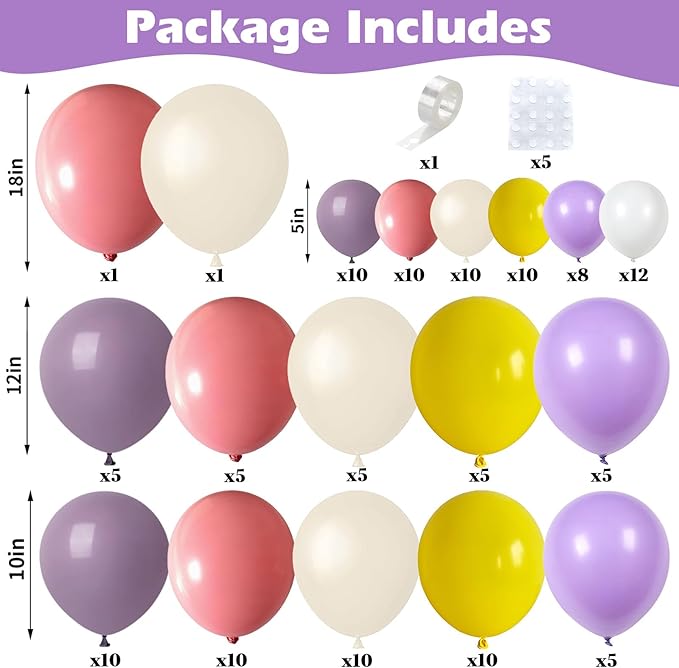 Dusty Pink Purple Balloons Arch Yellow White Balloon Groovy Theme Birthday Party Decorations Pastel Purple Beige Latex Helium Balloons Flower Disco Party Decor Wedding Baby Shower