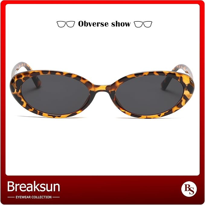 Retro Oval Sunglasses for Women Men Fashion Small Oval Sunglasses 90s Vintage Shades