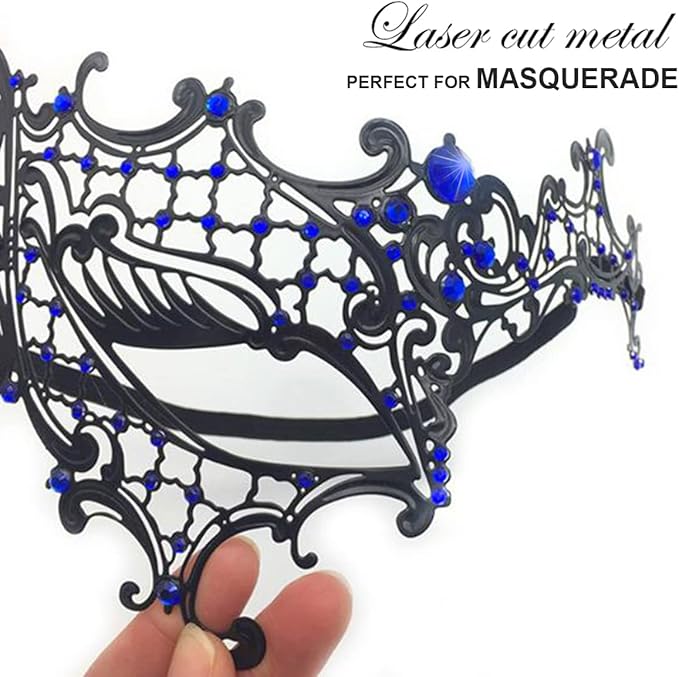 Masquerade Mask for Women Shiny Laser Cut Metal Rhinestone Mask Party Porm Ball Mask
