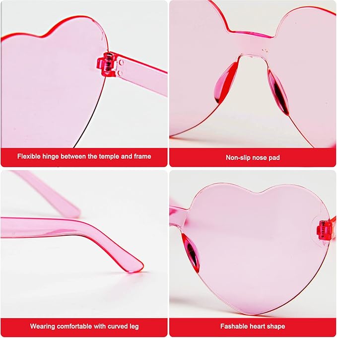 LEFIMOT 12 Pairs Heart Sunglasses for Women Heart Shaped Sunglasses Bulk Colorful Heart Glasses for Party Favor