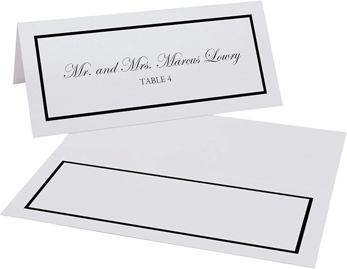 Single Line Border Place Cards, Black (Choose Color), Set of 25, Pre-cut and Scored - Wedding, Party, Dinner, and Special Events - Made in the USA
