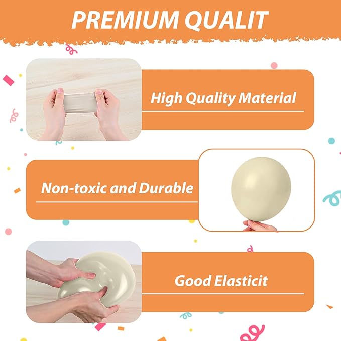 Nude White Gold Balloons, 50pcs Beige Neutral Balloons, Retro Nude Cream White Double Stuffed Gold Balloons for Boho Wedding Birthday Party Bachelorette Baby Shower Gender Reveal Decorations