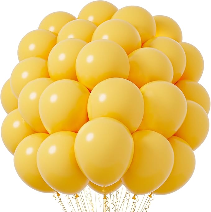 Lemon Yellow Balloons, 66pack 12inch Mustard Yellow Latex Party Balloons for Birthday Baby Shower Graduation Wedding Gender Reveal Anniversary Party Decorations