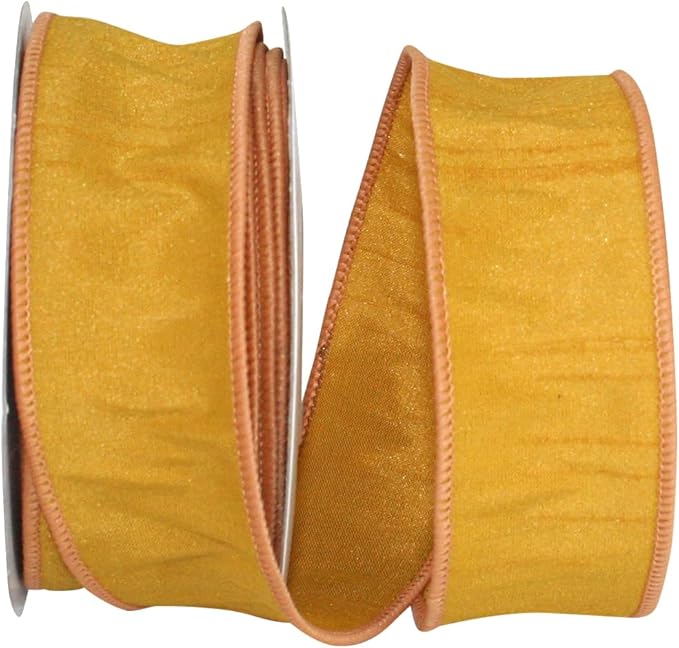 Reliant Ribbon 92975W-688-09F Dupioni Supreme Wired Edge Ribbon, 1-1/2 Inch X 10 Yards, Mustard