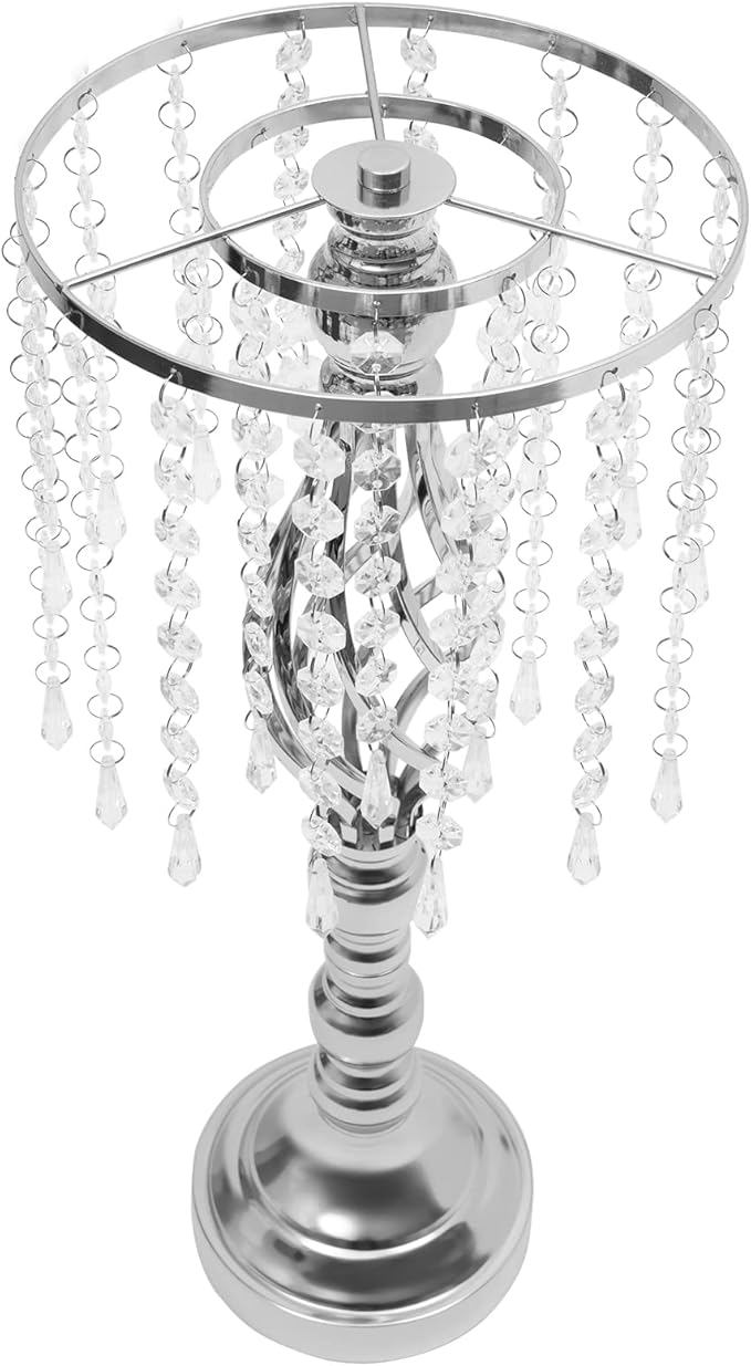 Wedding Centerpieces Gold Vases,10PCS Metal Flower Candle Holder with Sparkling Crystal Beads,Crystal Flower Vase Metal Flowers Stand for Party Tables Decorations (Sliver-10PCS-14CM)